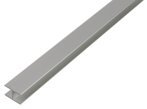 H-Profil, selbstklemmend, Material: Aluminium, Oberfläche: silberfarbig eloxiert, Breite: 8,9 mm, Höhe: 20 mm, Materialstärke: 1,5 mm, lichte Breite: 5,9 mm, Länge: 1000 mm