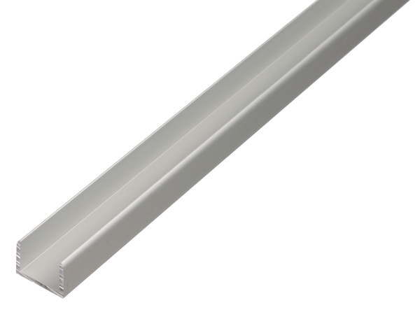 U-Profil, selbstklemmend, Material: Aluminium, Oberfläche: silberfarbig eloxiert, Breite: 10,9 mm, Höhe: 10 mm, Materialstärke: 1,5 mm, lichte Breite: 7,9 mm, Länge: 2000 mm