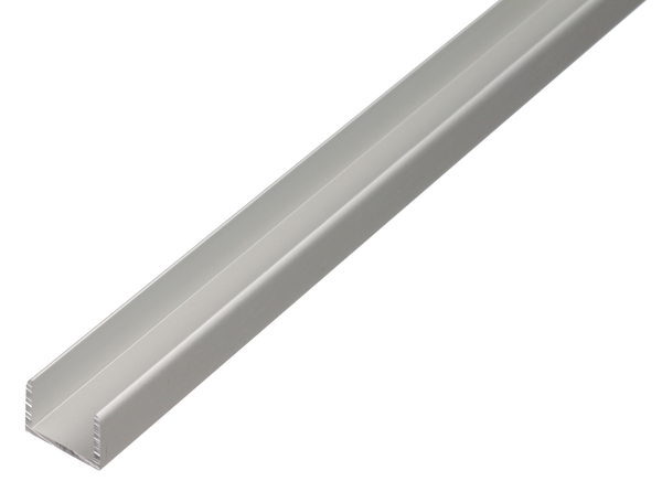 U-Profil, selbstklemmend, Material: Aluminium, Oberfläche: silberfarbig eloxiert, Breite: 15,9 mm, Höhe: 15 mm, Materialstärke: 1,5 mm, lichte Breite: 12,9 mm, Länge: 1000 mm