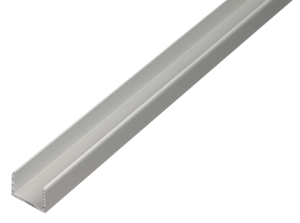 U profile, self-adhesive, Material: Aluminium, Surface: silver anodised, Width: 19.9 mm, Height: 15 mm, Material thickness: 2 mm, Clear width: 15.9 mm, Length: 1000 mm