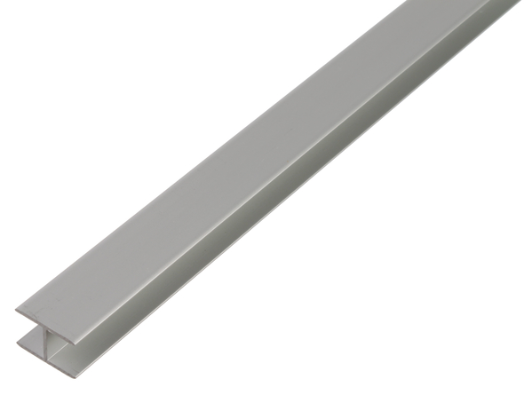 Profilo a H autobloccante, Materiale: alluminio, superficie: anodizzata argento, larghezza: 19,5 mm, altezza: 30 mm, Spessore del materiale: 1,8 mm, larghezza netta: 15,9 mm, Lunghezza: 2000 mm