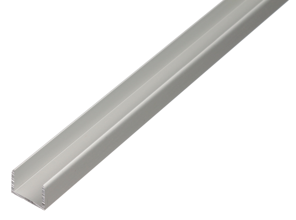 U-Profil, selbstklemmend, Material: Aluminium, Oberfläche: silberfarbig eloxiert, Breite: 22,5 mm, Höhe: 22 mm, Materialstärke: 1,8 mm, lichte Breite: 18,9 mm, Länge: 1000 mm