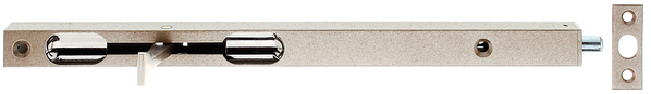 Rohrkantriegel mit Hebel, Material: Stahl roh, Oberfläche: silberfarbig lackiert, mit Schließblech, Länge: 250 mm, Breite: 17 mm, Höhe: 15 mm, Bolzen-Ø: 7,5 mm