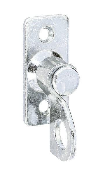 Latch fastener on plate, with countersunk screw holes, Material: raw steel, Surface: yellow galvanised, Plate length: 45 mm, Plate depth: 20 mm, Distance plate - sash lock: 4.5 mm, No. of holes: 2, Hole: Ø4.5 mm