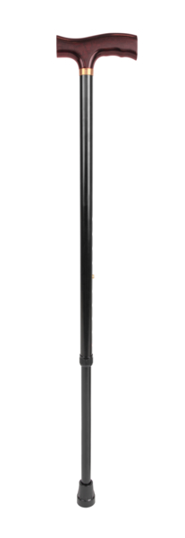 Cane, adjustable, Material: cane: aluminium, grip: wood, colour: black, adjustable from: 770 - 1000, Tube Ø: 19 mm, Max. load capacity: 110 kg, Retail packaged