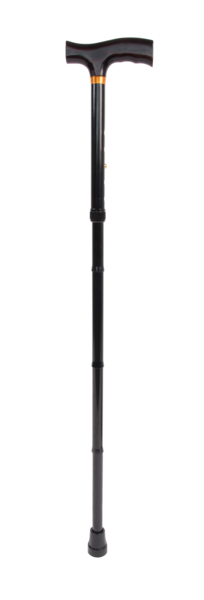 Folding cane, adjustable, Material: cane: aluminium, grip: wood, colour: black, adjustable from: 840 - 940, Length, folded: 290 mm, Tube Ø: 19 mm, Max. load capacity: 110 kg, Retail packaged