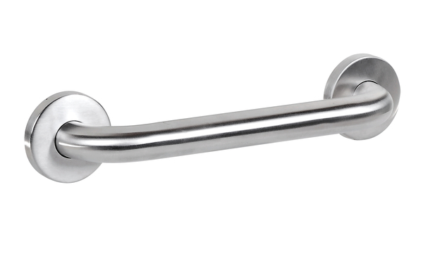 Handle, stainless steel, Material: stainless steel, Surface: brushed, Handle-Ø: 32 mm, Grip length: 300 mm, Total length: 380 mm, Distance from wall: 45 mm, Mounting plate-Ø: 81 mm, Max. load capacity: 200 kg, Retail packaged