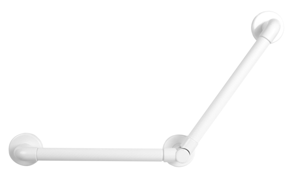 Offset handle adjustable, riffled, Material: plastic, colour: white, Leg length: 324 mm, Handle-Ø: 34 mm, Distance from wall: 57 mm, Mounting plate-Ø: 91 mm, Max. load capacity: 100 kg, Retail packaged