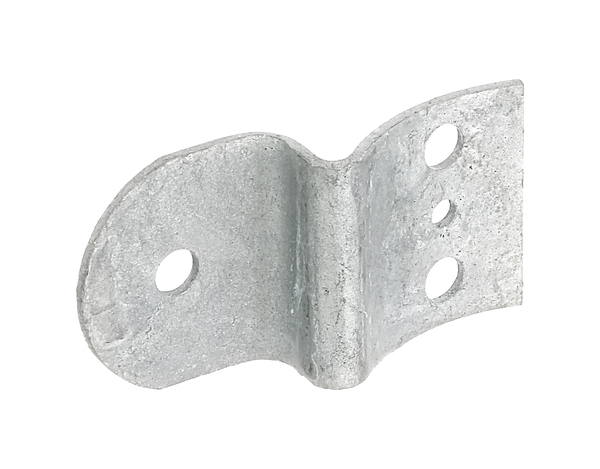 Palisade fencing bracket, for posts and half-round fence rails, Ø 80 mm, Material: raw steel, Surface: hot-dip galvanised, Total length: 78 mm, Total width: 40 mm, Material thickness: 2.00 mm, No. of holes: 3 / 1, Hole: Ø9 / Ø5 mm
