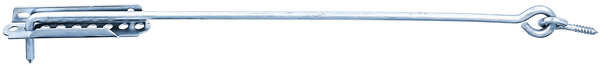 Sturmhaken, mit Feststellplatte, Material: Stahl roh, Oberfläche: galvanisch blau verzinkt, zum Einschrauben, Länge: 500 mm, Haken-Ø: 8 mm, Plattenlänge: 140 mm, Anzahl Löcher: 2, Loch: 6,5 x 12 mm