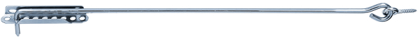 Gancio con occhiello, con piastra di chiusura, Materiale: acciaio grezzo, superficie: zincata blu, da avvitare, lunghezza: 600 mm, Ø gancio: 8 mm, Lunghezza piastra: 140 mm, Numero di fori: 2, Foro: 6,5 x 12 mm