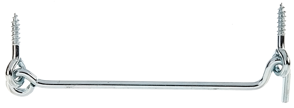 Sturmhaken, mit Ösen, Material: Stahl roh, Oberfläche: galvanisch blau verzinkt, zum Einschrauben, Länge: 157 mm, Haken-Ø: 5 mm