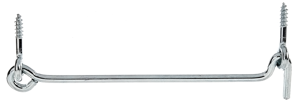 Крючок , с проушинами, Материал: Сталь необработанная, Поверхность: гальваническое покрытие серебристого цвета, для вкручивания, Длина: 198 мм, Крюк-Ø: 6 мм