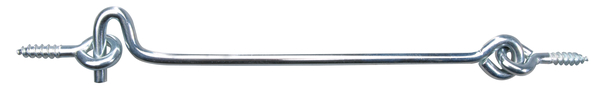 Крючок , с проушинами, Материал: Сталь необработанная, Поверхность: гальваническое покрытие серебристого цвета, для вкручивания, Длина: 250 мм, Крюк-Ø: 7 мм
