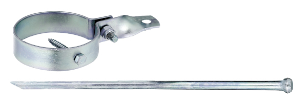 Schaukelanker zur Befestigung im Boden, Material: Stahl roh, Oberfläche: galvanisch verzinkt, Dickschichtschutz, Einzelteile durch Kabelbinder verbunden, Inhalt pro PE: 1 St., Länge: 390 mm, Schellen-Ø: 100 mm, Erdnagel-Ø: 12 mm, Schrauben-Ø: 8 mm, Schraubenlänge: 60 mm, SB-verpackt