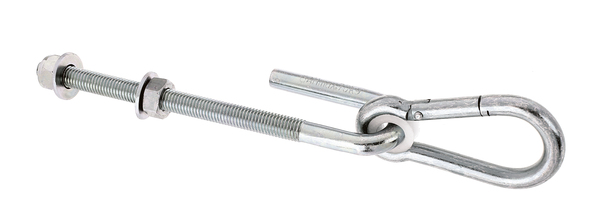 Swing hook, Material: raw steel, Surface: galvanised, thick-film passivated, for screwing through, Length: 200 mm, Thread: M12