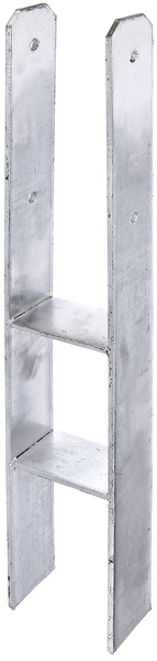 H post support, Material: raw steel, Surface: hot-dip galvanised, for setting in concrete, with CE marking in accordance with ETA-10/0210, Clear width: 121 mm, Height: 400 mm, Total height: 800 mm, Depth: 80 mm, Material thickness: 8.00 mm, No. of holes: 4, Hole: Ø13 mm