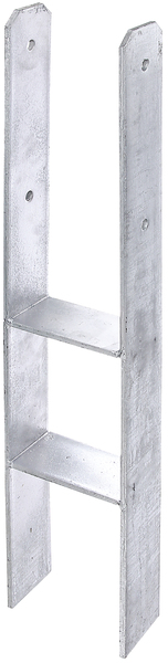 Anclaje para postes de forma H, Material: Acero crudo, Superficie: galvanizado en caliente, para empotrar en hormigón, con distintivo CE conforme a ETA-10/0210, Anchura de apertura: 141 mm, Altura: 400 mm, Altura total: 800 mm, Profundidad: 80 mm, Espesura del material: 8,00 mm, Número de agujeros: 4, Perforación: Ø13 mm