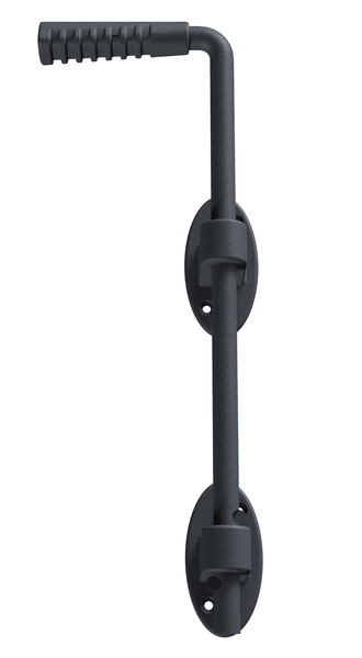 Bodenschieber Ovado, mit versenkten Schraublöchern, Material: Stahl, Oberfläche: verzinkt, graphitgrau kunststoffbeschichtet, Gesamthöhe: 400 mm, Durchmesser: 16 mm, Anzahl Löcher: 4, Loch: Ø5,5 mm