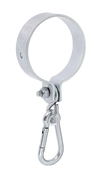 Swing hook for round timber, Material: raw steel, Surface: galvanised, thick-film passivated, Circlip dia.: 100 mm