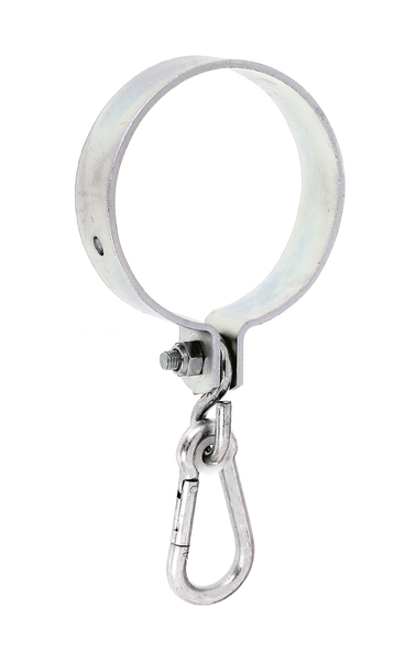 Swing hook for round timber, Material: raw steel, Surface: galvanised, thick-film passivated, Circlip dia.: 120 mm