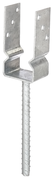 U post support with concrete anchor made of riffle steel