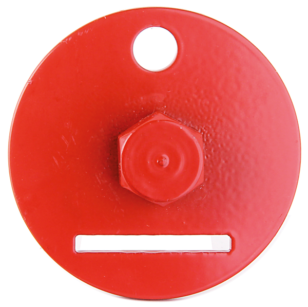 Utensile per fissaggio di piastra con perno filettato per recinzioni paravento, Materiale: acciaio grezzo, superficie: zincata fosfatata, rosso rubino rivestita in plastica RAL 3003, diametro: 60 mm, 17 mm