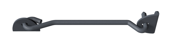 Ovado Hook and eye, with eyes on plates, Material: steel, Surface: galvanised, graphite grey powder-coated, Length: 233 mm, Hook dia.: 8 mm, No. of holes: 4, Hole: Ø5 mm