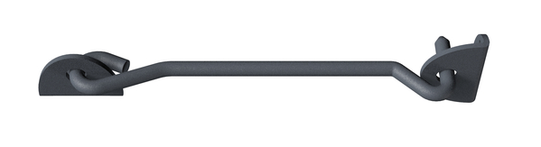 Sturmhaken Ovado, mit Ösen auf Platten, Material: Stahl, Oberfläche: verzinkt, graphitgrau kunststoffbeschichtet, Länge: 233 mm, Haken-Ø: 8 mm, Anzahl Löcher: 4, Loch: Ø5 mm