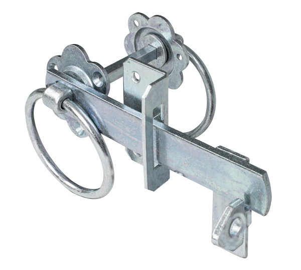 Garden gate fastening latch for high gates or woven fence doors