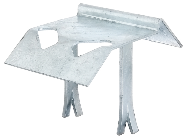 Tope de pórtico, con agujeros oblongos, Material: Acero crudo, Superficie: galvanizado en caliente, con patilla para recibir, soldada, para empotrar en hormigón, 47 mm, Anchura: 125 mm, dimensión de la partida para hormigonar: 90 mm, Número de agujeros: 1, Perforación: 45 x 22 mm