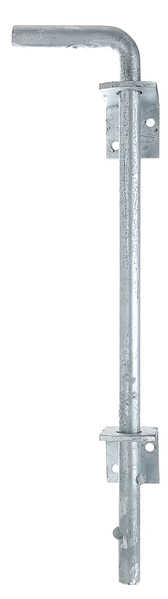 Cerrojo bayoneta, Material: Acero crudo, Superficie: galvanizado en caliente, Altura total: 400 mm, Diámetro: 16 mm, Distancia del perno al pórtico: 30 mm, Número de agujeros: 4, Perforación: Ø6,5 mm
