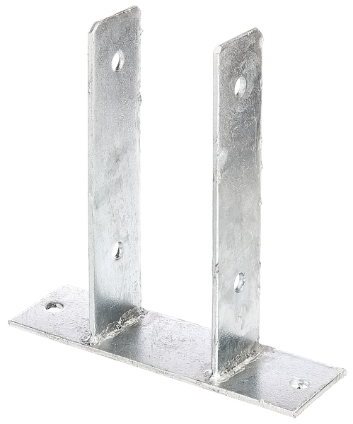 U post support, Material: raw steel, Surface: hot-dip galvanised, for screwing on, with CE marking in accordance with ETA-10/0210, Clear width: 81 mm, Height: 200 mm, Depth of screw-on plate: 60 mm, Beam depth: 50 mm, Length of screw-mounting plate: 200 mm, Material thickness: 4.00 mm, No. of holes: 6, Hole: Ø11 mm