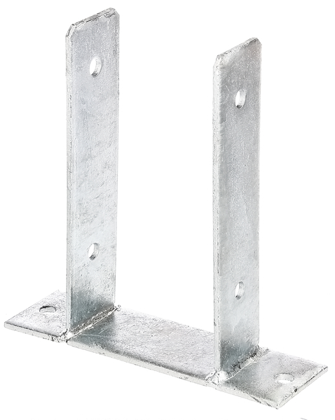 U post support, Material: raw steel, Surface: hot-dip galvanised, for screwing on, with CE marking in accordance with ETA-10/0210, Clear width: 101 mm, Height: 200 mm, Depth of screw-on plate: 60 mm, Beam depth: 50 mm, Length of screw-mounting plate: 200 mm, Material thickness: 4.00 mm, No. of holes: 6, Hole: Ø11 mm