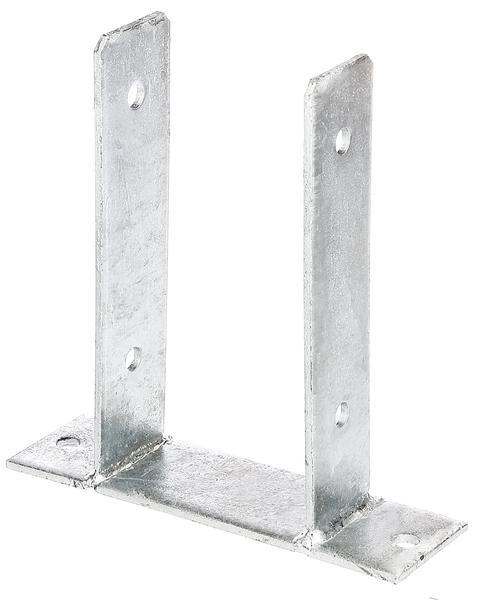 Anclaje para postes de forma U, Material: Acero crudo, Superficie: galvanizado en caliente, para atornillar, con distintivo CE conforme a ETA-10/0210, Anchura de apertura: 101 mm, Altura: 200 mm, Profundidad de la pletina atornillable: 60 mm, Profundidad del soporte: 50 mm, Longitud platina atornillable: 200 mm, Espesura del material: 4,00 mm, Número de agujeros: 6, Perforación: Ø11 mm