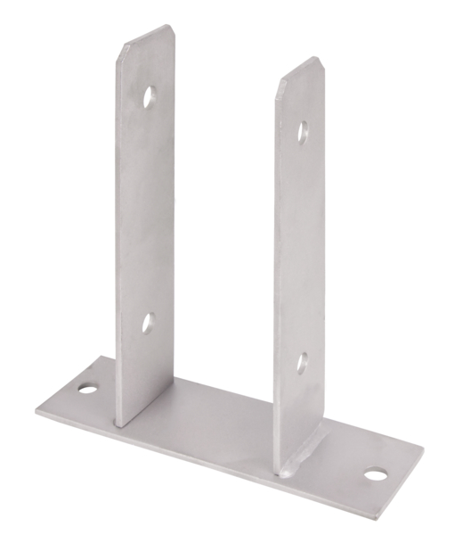 U post support, Material: stainless steel, for screwing on, Clear width: 71 mm, Height: 200 mm, Depth of screw-on plate: 60 mm, Beam depth: 50 mm, Length of screw-mounting plate: 200 mm, Material thickness: 4.00 mm, No. of holes: 6, Hole: Ø11 mm