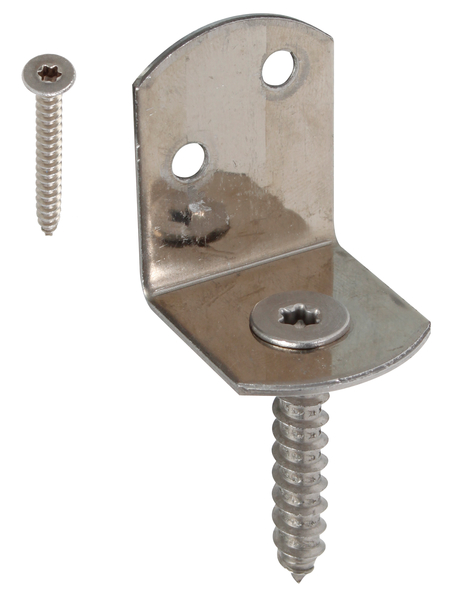 Équerre pour clôture tressée en L, Matériau: Acier inoxydable, Contenu par UV: 4 Pièce, Hauteur totale: 83 mm, Largeur: 30 mm, Profondeur: 32 mm, Hauteur: 38 mm, Entraînement: Vis Torx de 30 mm, Épaisseur: 2,00 mm, Filetage à bois-Ø: 8 x 45 mm, Nombre de trous: 2, Trou: Ø5 mm, Emballé SB