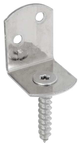 Flechtzaunhalter, L-Form, Material: Edelstahl, Gesamthöhe: 83 mm, Breite: 30 mm, Tiefe: 32 mm, Höhe: 38 mm, Antrieb: Innensechsrund (Stern) Größe 30, Materialstärke: 2,00 mm, Holzgewinde-Ø: 8 x 45 mm, Anzahl Löcher: 2, Loch: Ø5 mm, CutCase
