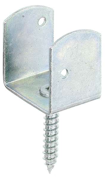 Fence bracket U shape, Material: raw steel, Surface: galvanised, thick-film passivated, Total height: 83 mm, Width: 38 mm, Depth: 30 mm, Height: 38 mm, Drive: hexagon head (star) size 30, Material thickness: 2.00 mm, Wooden thread Ø: 8 x 45 mm, No. of holes: 2, Hole: Ø4.5 mm
