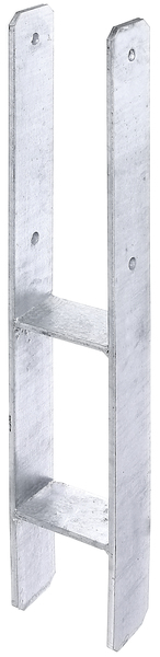 Anclaje para postes de forma H, Material: Acero crudo, Superficie: galvanizado en caliente, para empotrar en hormigón, con distintivo CE conforme a ETA-10/0210, Anchura de apertura: 95 mm, Altura: 300 mm, Altura total: 600 mm, Profundidad: 60 mm, Espesura del material: 6,00 mm, Número de agujeros: 4, Perforación: Ø11 mm