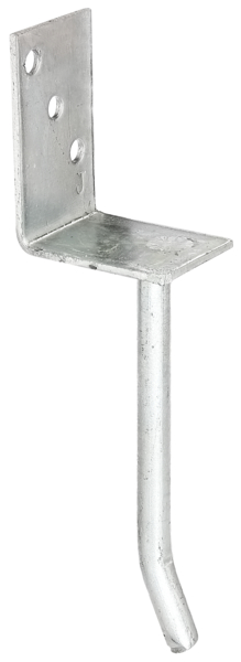 L post support with concrete anchor made of round steel, Material: raw steel, Surface: hot-dip galvanised, for setting in concrete, with CE marking in accordance with ETA-10/0210, Width: 80 mm, Height: 104 mm, Length of concrete anchor: 200 mm, Depth: 60 mm, Concrete anchor Ø: 16 mm, Material thickness: 4.00 mm, No. of holes: 3, Hole: Ø11 mm