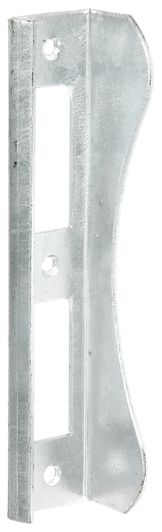 Stop for gates with deadbolt lock, Material: raw steel, Surface: hot-dip galvanised, Width: 37 mm, Height: 181 mm, For frame thickness of: 37 mm, No. of holes: 3, Hole: Ø6 mm