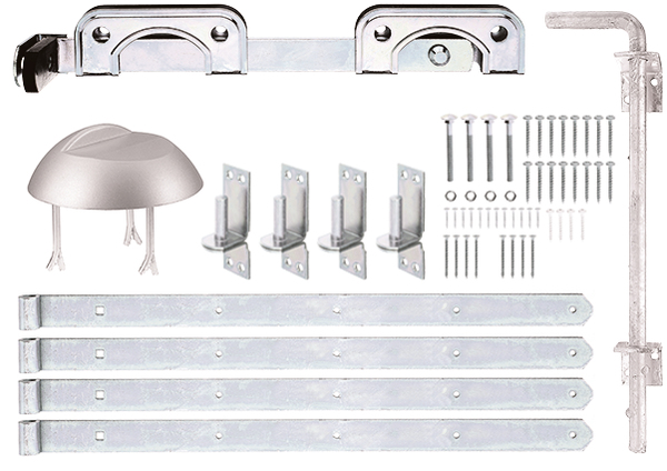 Garden gate fitting set for double gates