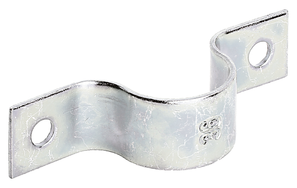 Collier tube, Matériau: Acier brut, Finition: galvanisée passivée, Longueur: 110 mm, Largeur: 25 mm, Hauteur: 32 mm, pour tubes Ø: 31,8 mm, pour tubes Ø: 1 1/4 Pouce, Épaisseur: 3,00 mm, Nombre de trous: 2, Trou: Ø9 mm