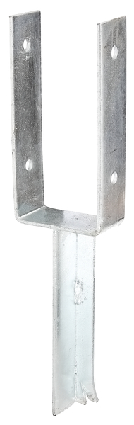 U post support with concrete anchor made of T-iron, Material: raw steel, Surface: hot-dip galvanised, for setting in concrete, with CE marking in accordance with ETA-10/0210, Clear width: 91 mm, Height: 200 mm, Length of concrete anchor: 200 mm, Depth: 50 mm, Material thickness: 4.00 mm, No. of holes: 4, Hole: Ø11 mm