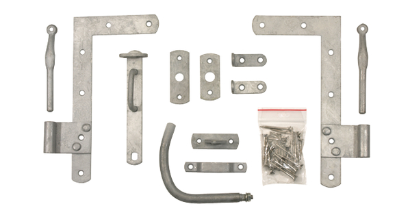 Garden gate fitting set for single sectional gates