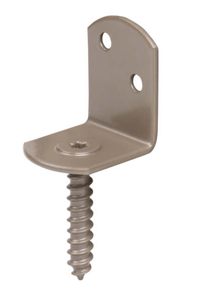 DURAVIS® Fence bracket, L-shape, Material: steel, blue galvanised, Surface: pearl beige duplex-coated RAL 1035, Total height: 83 mm, Width: 30 mm, Depth: 32 mm, Height: 38 mm, Wooden thread Ø: 8 x 45 mm, Drive: hexagon head (star) size 30, Material thickness: 2.00 mm, No. of holes: 2, Hole: Ø5 mm, 20-year warranty against rusting through