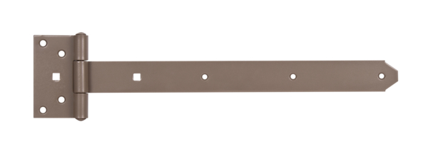 DURAVIS® Tee hinge, with riveted pin, Material: steel, blue galvanised, Surface: pearl beige duplex-coated RAL 1035, Belt length: 391 mm, Hinge width: 59 mm, Hinge length: 103 mm, Belt width: 40 mm, Material thickness: 3.50 mm, No. of holes: 7 / 2, Hole: Ø6.5 / 9 x 9 mm, 20-year warranty against rusting through