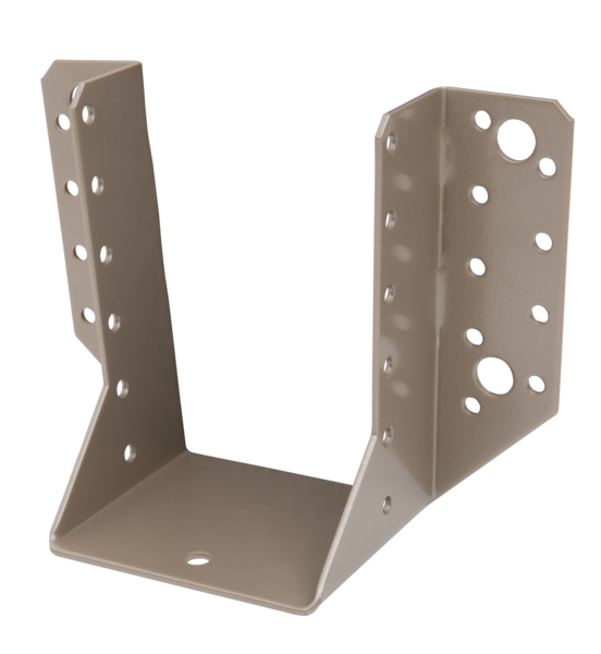 DURAVIS® Joist hanger, type A, Material: steel, sendzimir galvanised, Surface: pearl beige duplex-coated RAL 1035, with CE marking in accordance with ETA-08/0171, Clear width: 80 mm, Height: 120 mm, Total width: 150 mm, Approval: Europ.techn.app. ETA-08/0171, Material thickness: 2.00 mm, No. of holes: 4 / 30, Hole: Ø11 / Ø5 mm, Designed for standard cross-sections made from solid structural timber (SST) and glued laminated timber (glulam), 20-year warranty against rusting through
