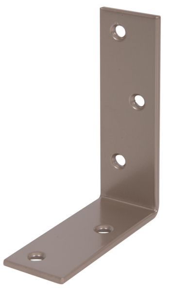 DURAVIS® Joist hanger angle bracket, unequal sided, with countersunk screw holes, Material: steel, blue galvanised, Surface: pearl beige duplex-coated RAL 1035, Depth: 75 mm, Height: 100 mm, Width: 30 mm, Material thickness: 3.00 mm, No. of holes: 5, Hole: Ø5.5 mm, 20-year warranty against rusting through